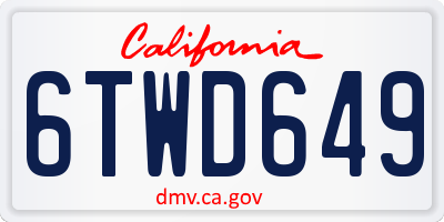 CA license plate 6TWD649