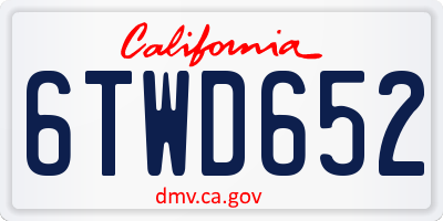 CA license plate 6TWD652