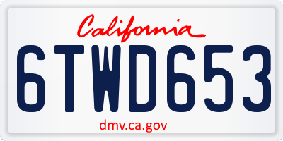 CA license plate 6TWD653