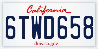 CA license plate 6TWD658
