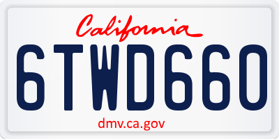 CA license plate 6TWD660