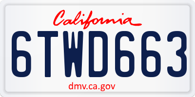CA license plate 6TWD663