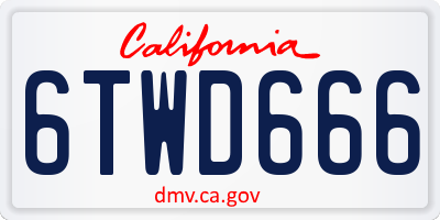CA license plate 6TWD666