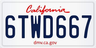 CA license plate 6TWD667