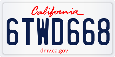CA license plate 6TWD668