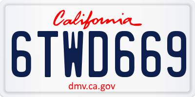 CA license plate 6TWD669