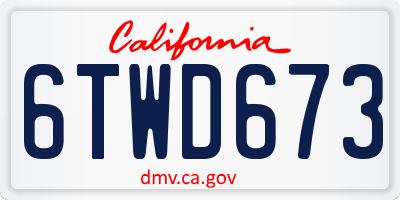 CA license plate 6TWD673