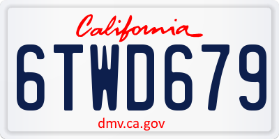 CA license plate 6TWD679