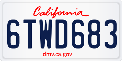 CA license plate 6TWD683
