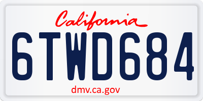 CA license plate 6TWD684