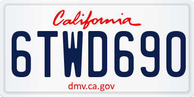 CA license plate 6TWD690