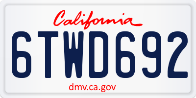 CA license plate 6TWD692