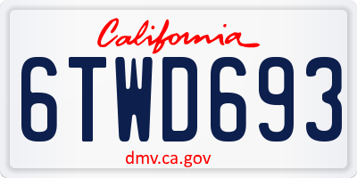CA license plate 6TWD693