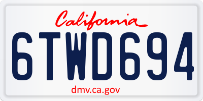 CA license plate 6TWD694