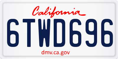 CA license plate 6TWD696