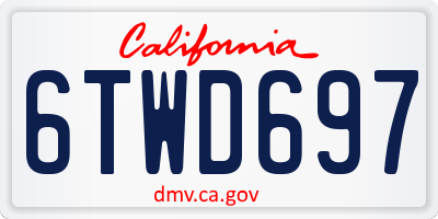 CA license plate 6TWD697