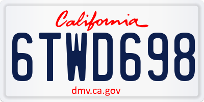 CA license plate 6TWD698
