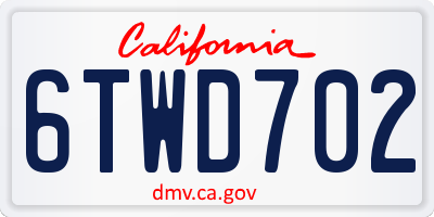 CA license plate 6TWD702