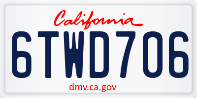 CA license plate 6TWD706