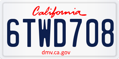 CA license plate 6TWD708