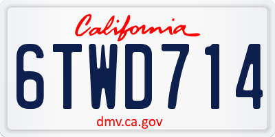 CA license plate 6TWD714