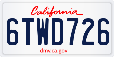 CA license plate 6TWD726