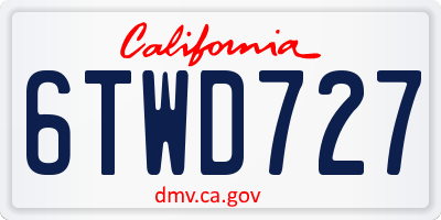 CA license plate 6TWD727
