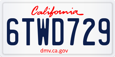 CA license plate 6TWD729