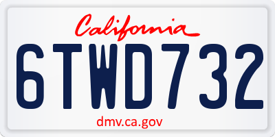 CA license plate 6TWD732