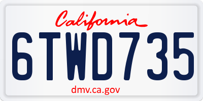 CA license plate 6TWD735