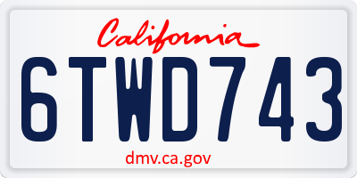 CA license plate 6TWD743