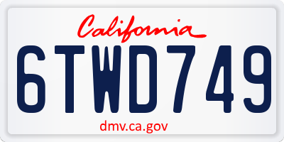 CA license plate 6TWD749