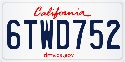 CA license plate 6TWD752