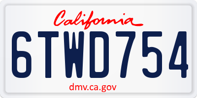 CA license plate 6TWD754