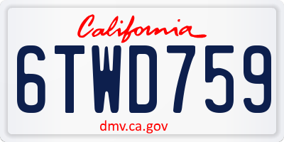 CA license plate 6TWD759