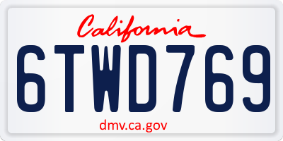 CA license plate 6TWD769