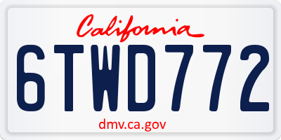 CA license plate 6TWD772