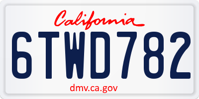 CA license plate 6TWD782