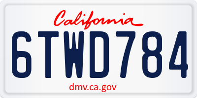 CA license plate 6TWD784