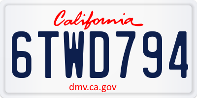 CA license plate 6TWD794