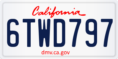 CA license plate 6TWD797