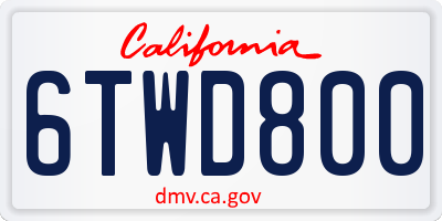 CA license plate 6TWD800