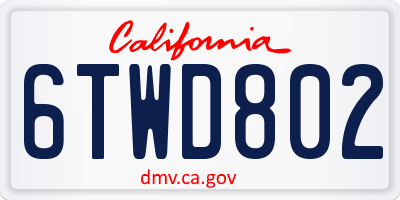 CA license plate 6TWD802