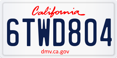 CA license plate 6TWD804