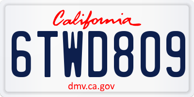 CA license plate 6TWD809