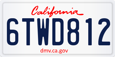 CA license plate 6TWD812