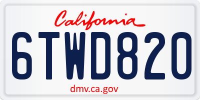 CA license plate 6TWD820