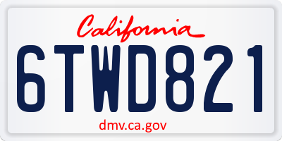 CA license plate 6TWD821