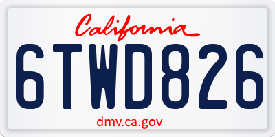 CA license plate 6TWD826