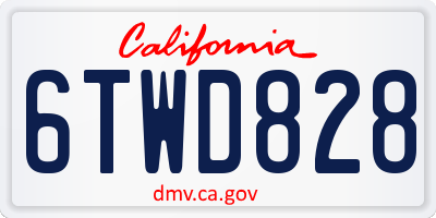 CA license plate 6TWD828